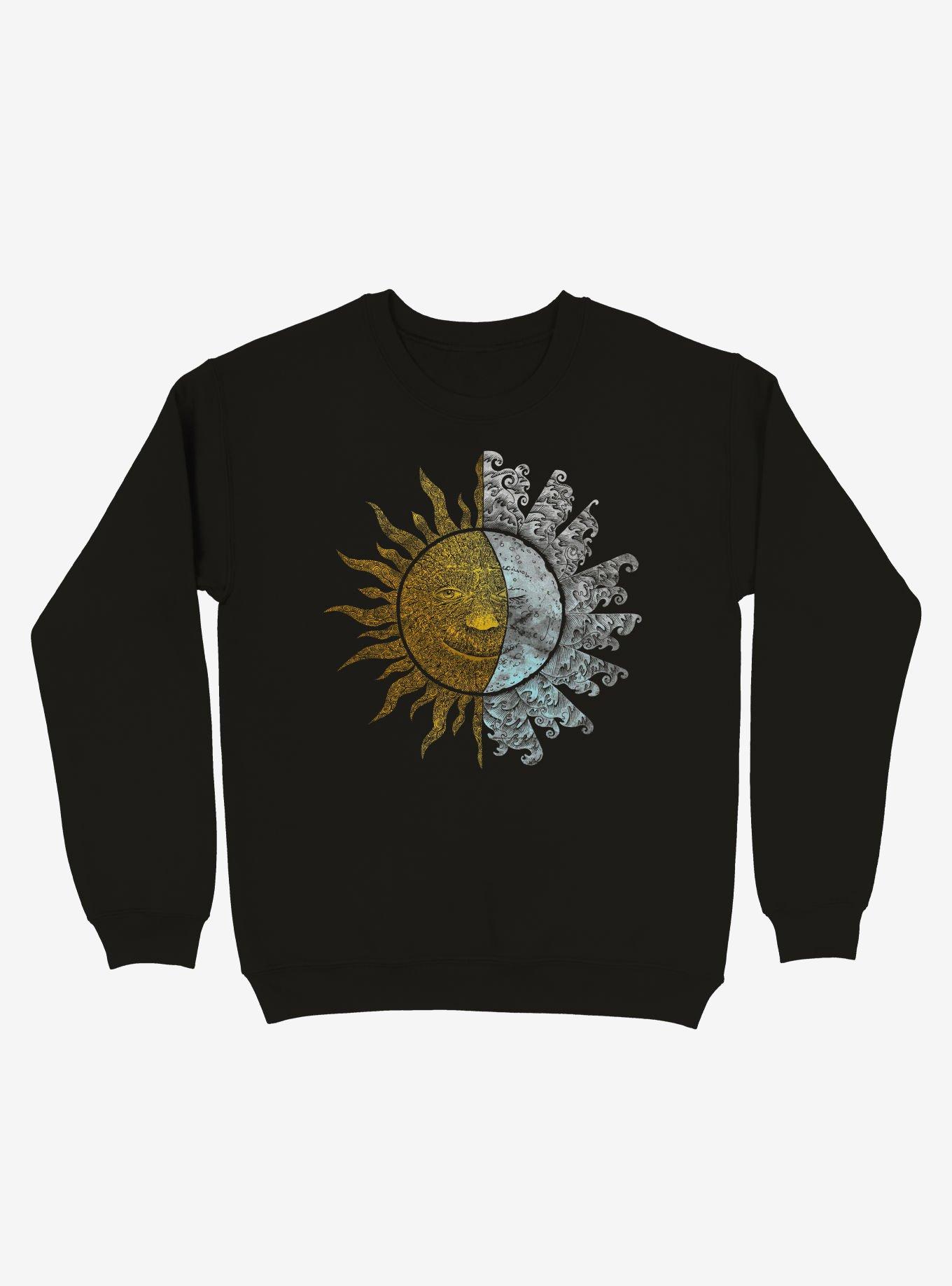 Sun And Moon Art Black Sweatshirt, BLACK, hi-res