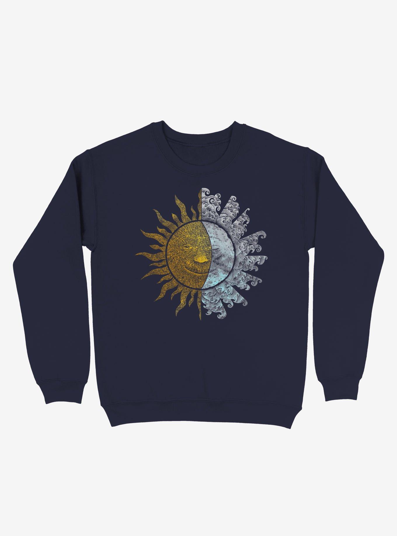 Sun And Moon Art Navy Blue Sweatshirt, , hi-res