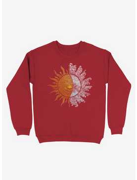 Sun And Moon Art Red Sweatshirt, , hi-res