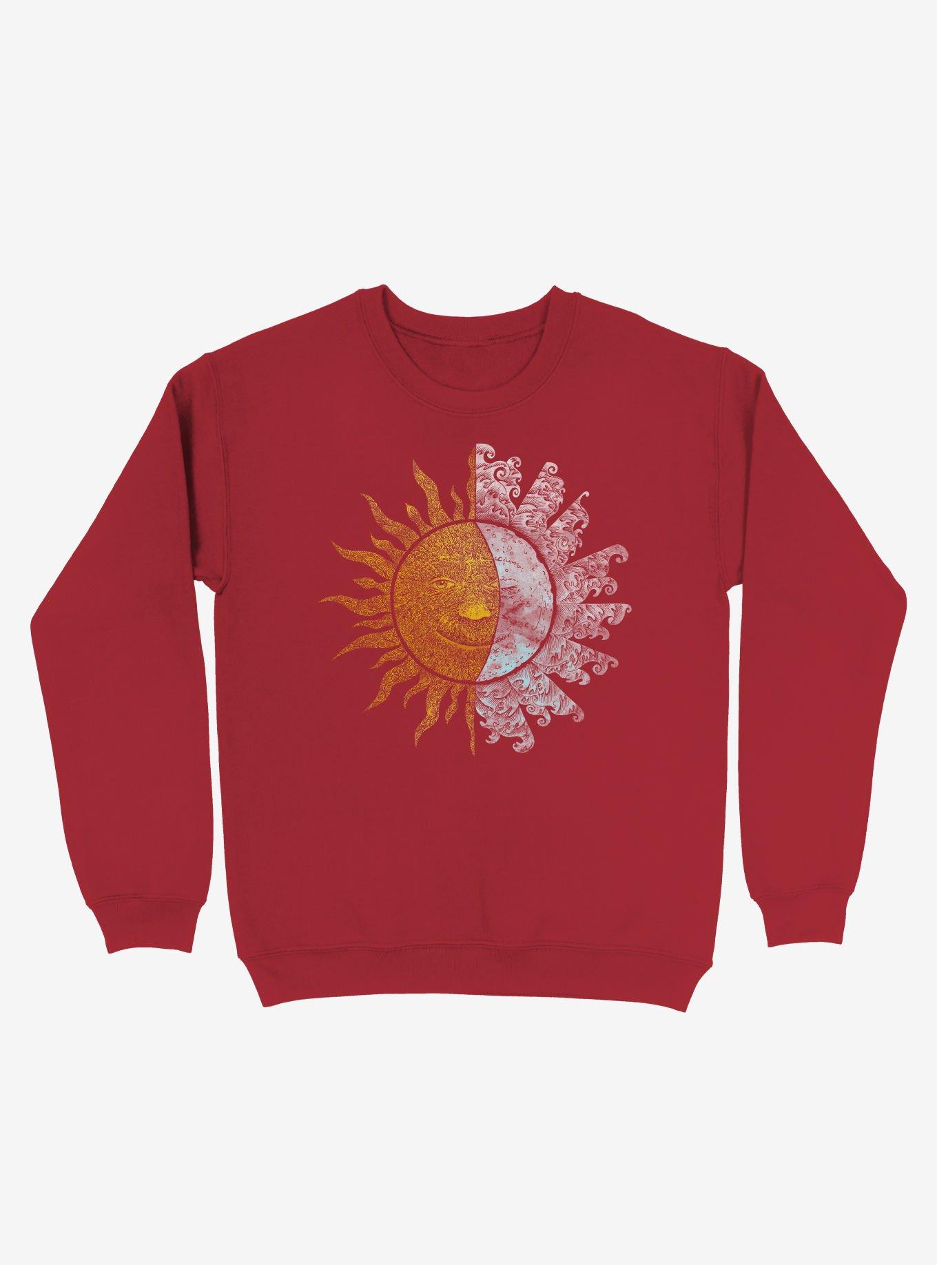 Sun And Moon Art Red Sweatshirt, RED, hi-res