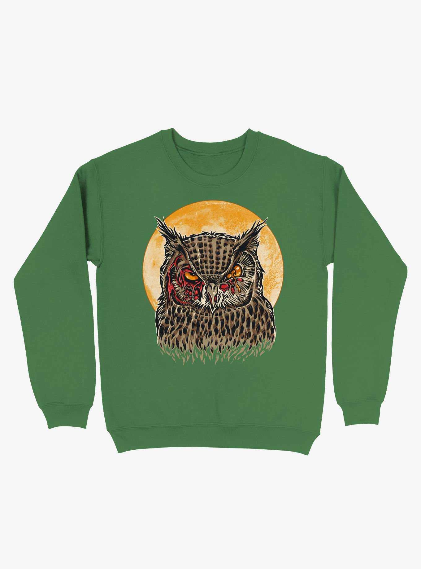 Zombie Blood Owl Kelly Green Sweatshirt, , hi-res