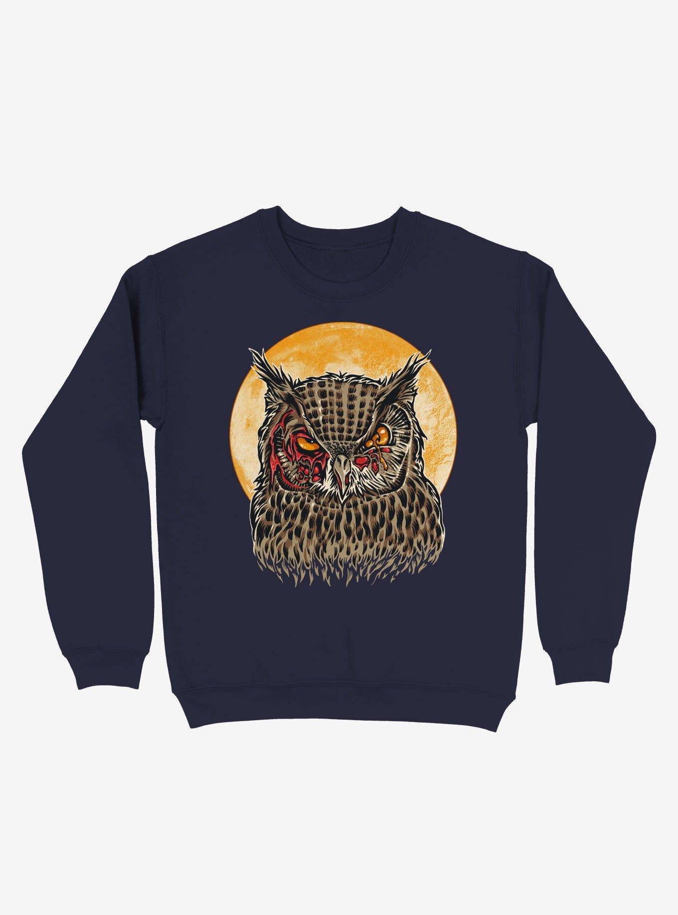 Zombie Blood Owl Navy Blue Sweatshirt, , hi-res