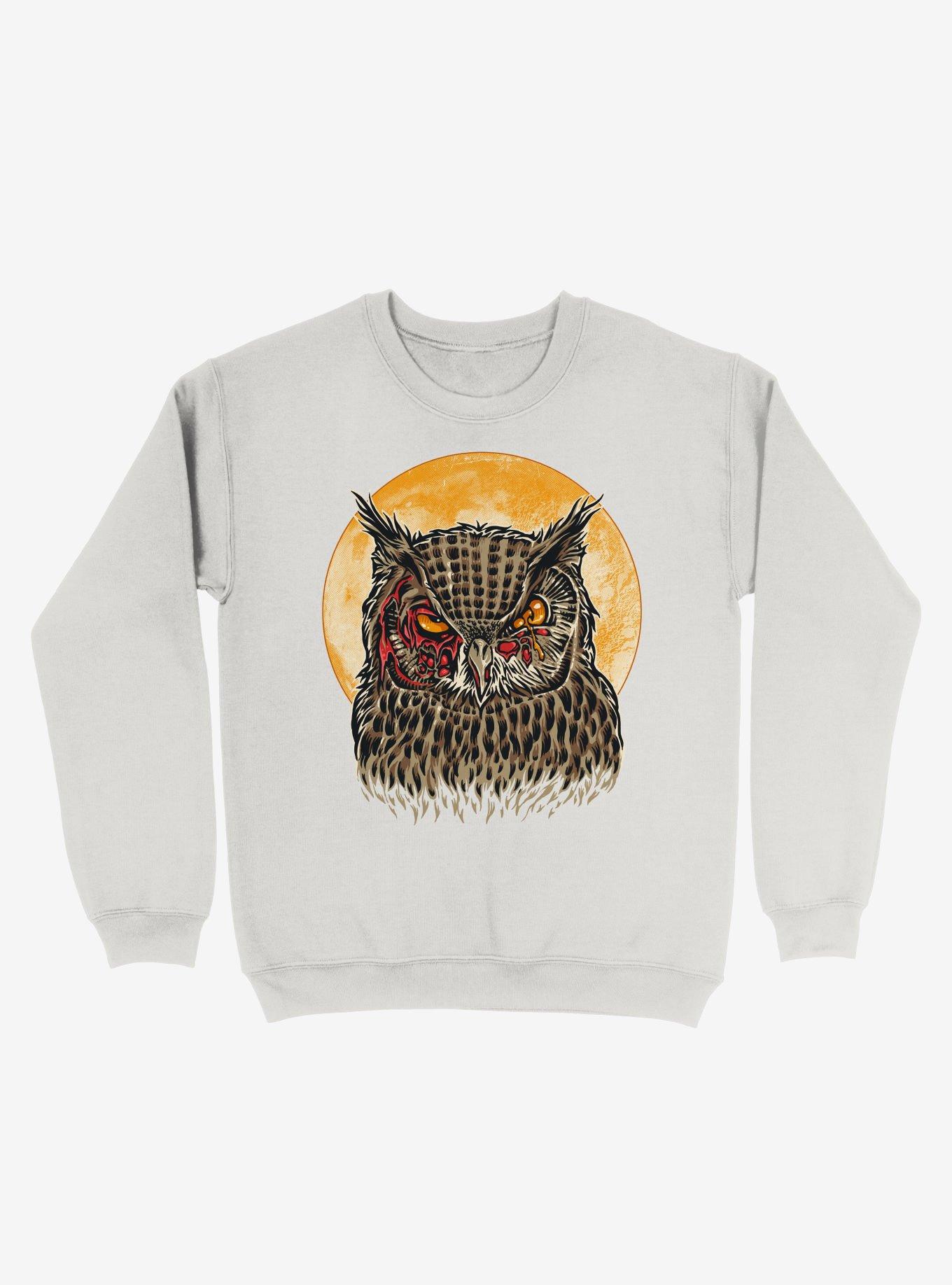 Zombie Blood Owl White Sweatshirt, WHITE, hi-res
