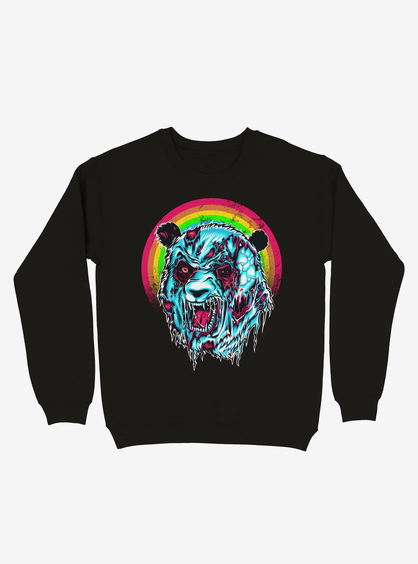 Zombie Blood Rainbow Panda Black Sweatshirt, , hi-res