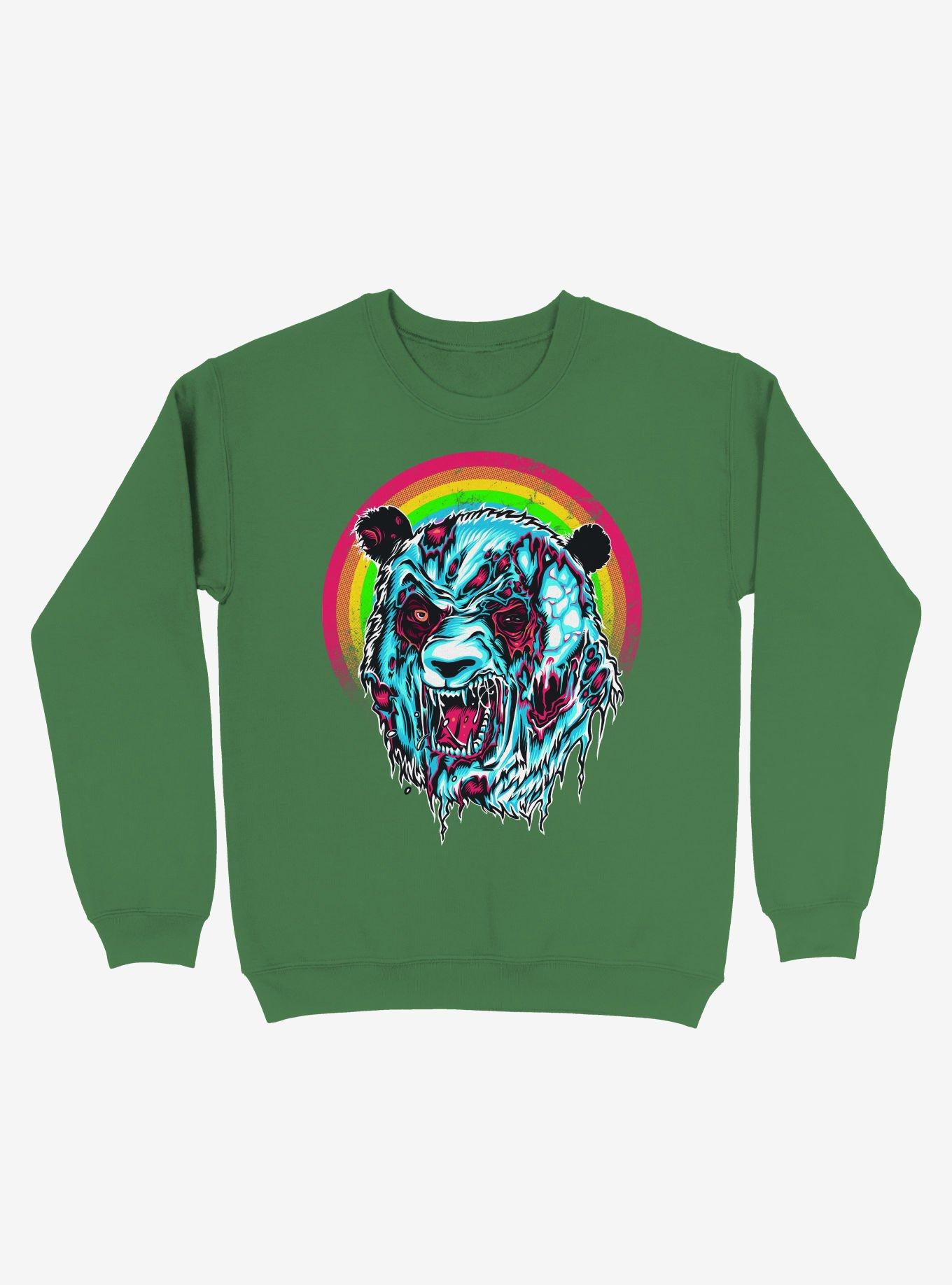 Zombie Blood Rainbow Panda Kelly Green Sweatshirt, KELLY GREEN, hi-res