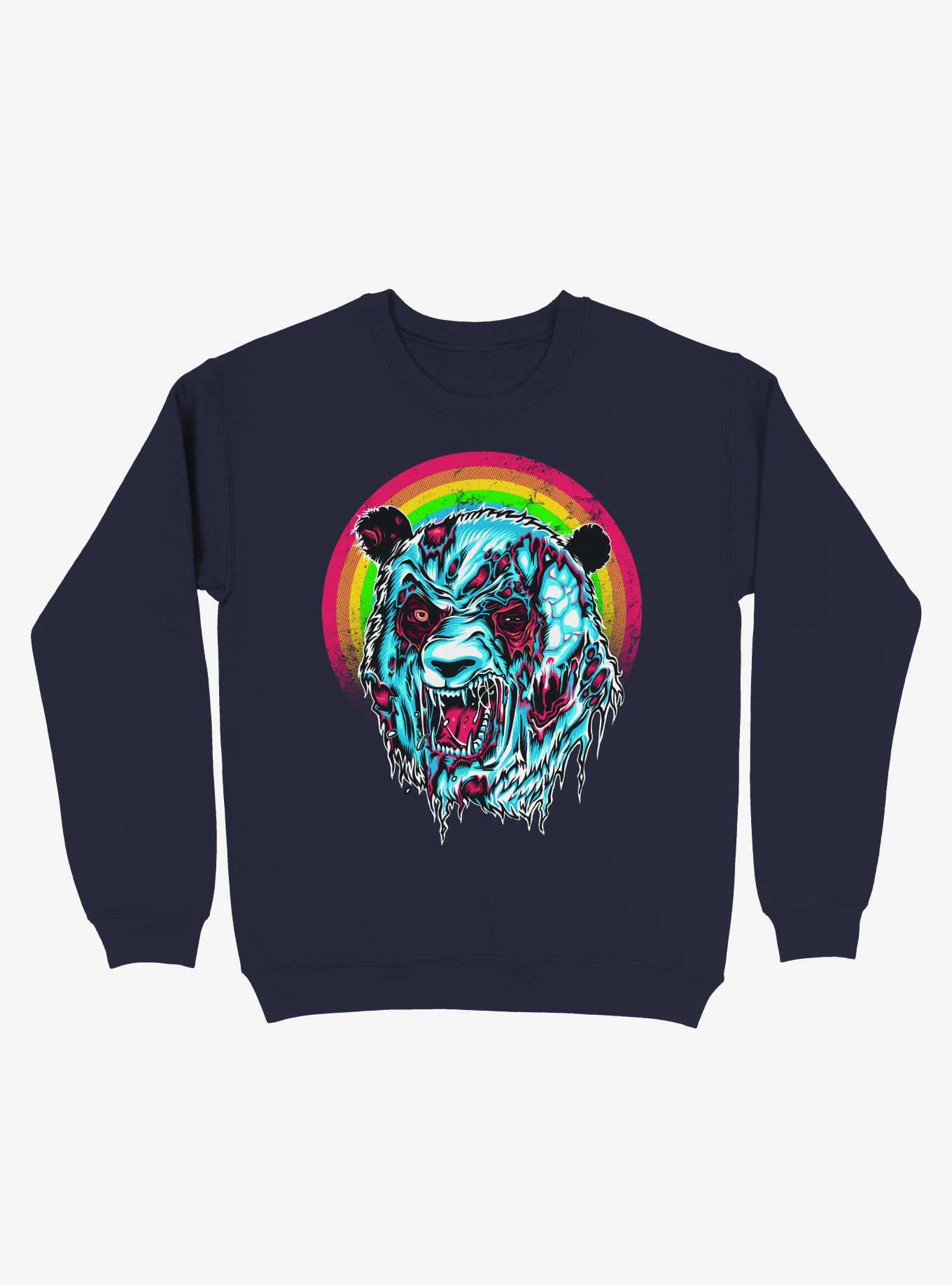Zombie Blood Rainbow Panda Navy Blue Sweatshirt, , hi-res
