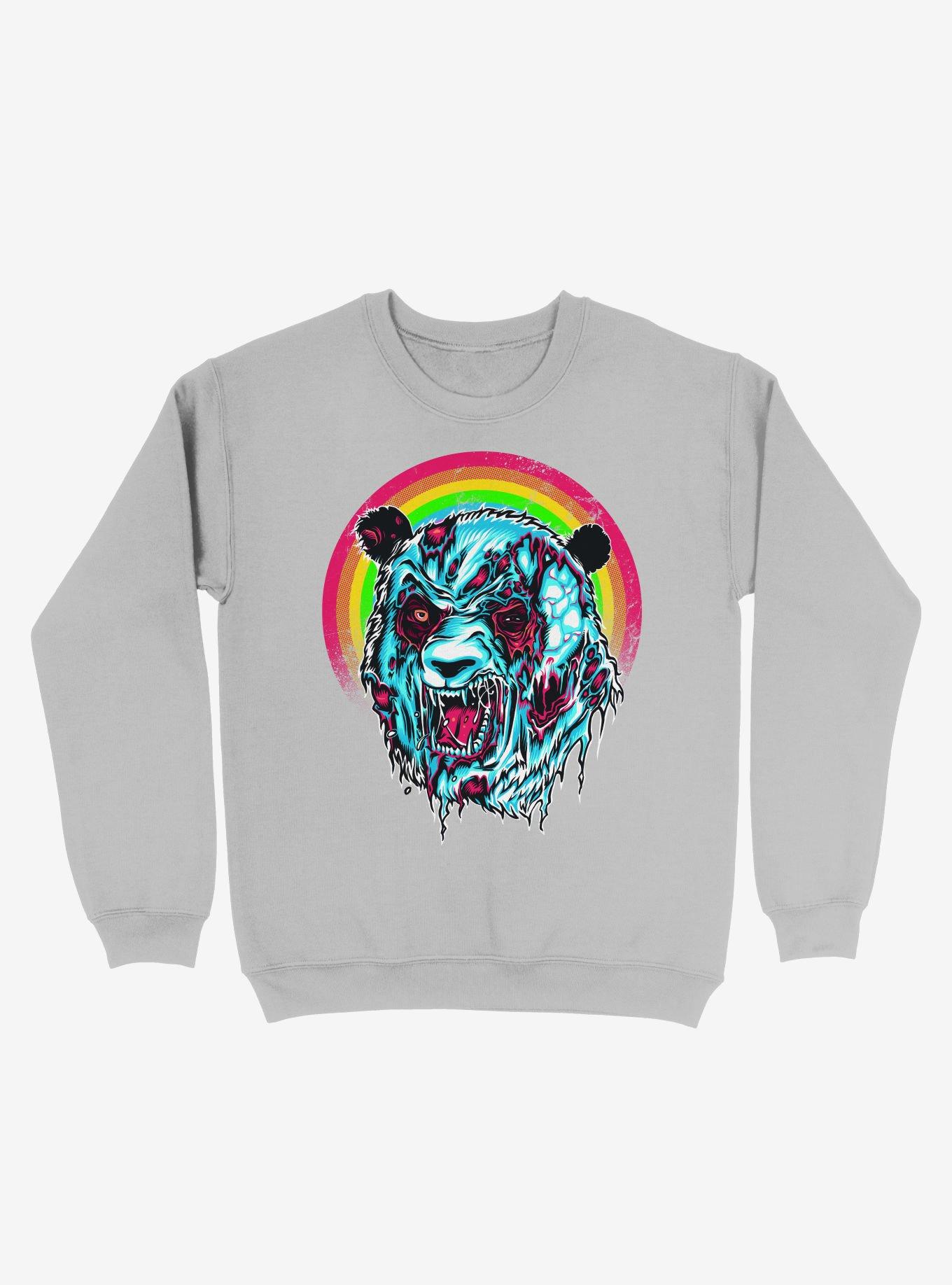 Zombie Blood Rainbow Panda Silver Sweatshirt, , hi-res