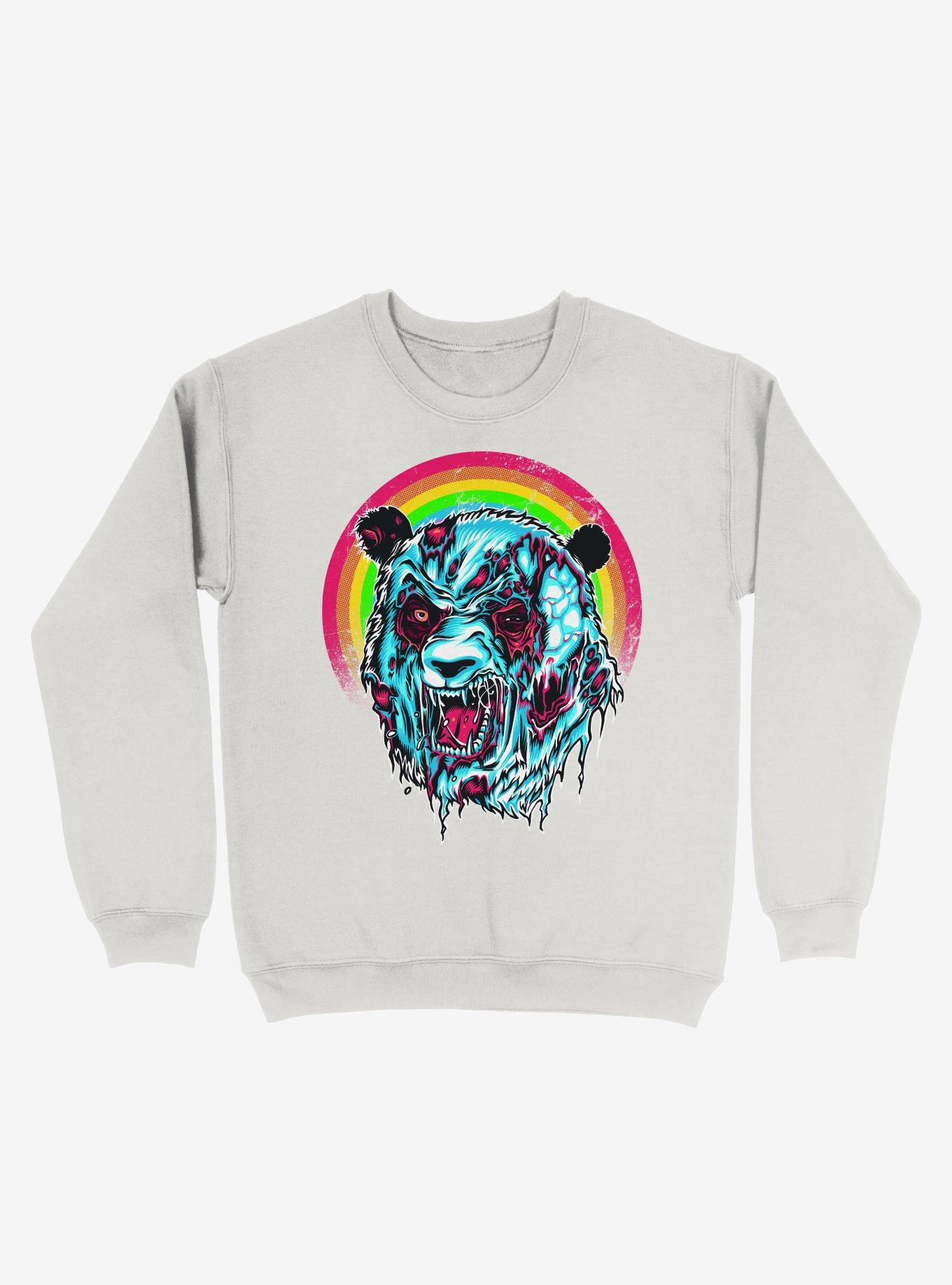 Zombie Blood Rainbow Panda White Sweatshirt, WHITE, hi-res