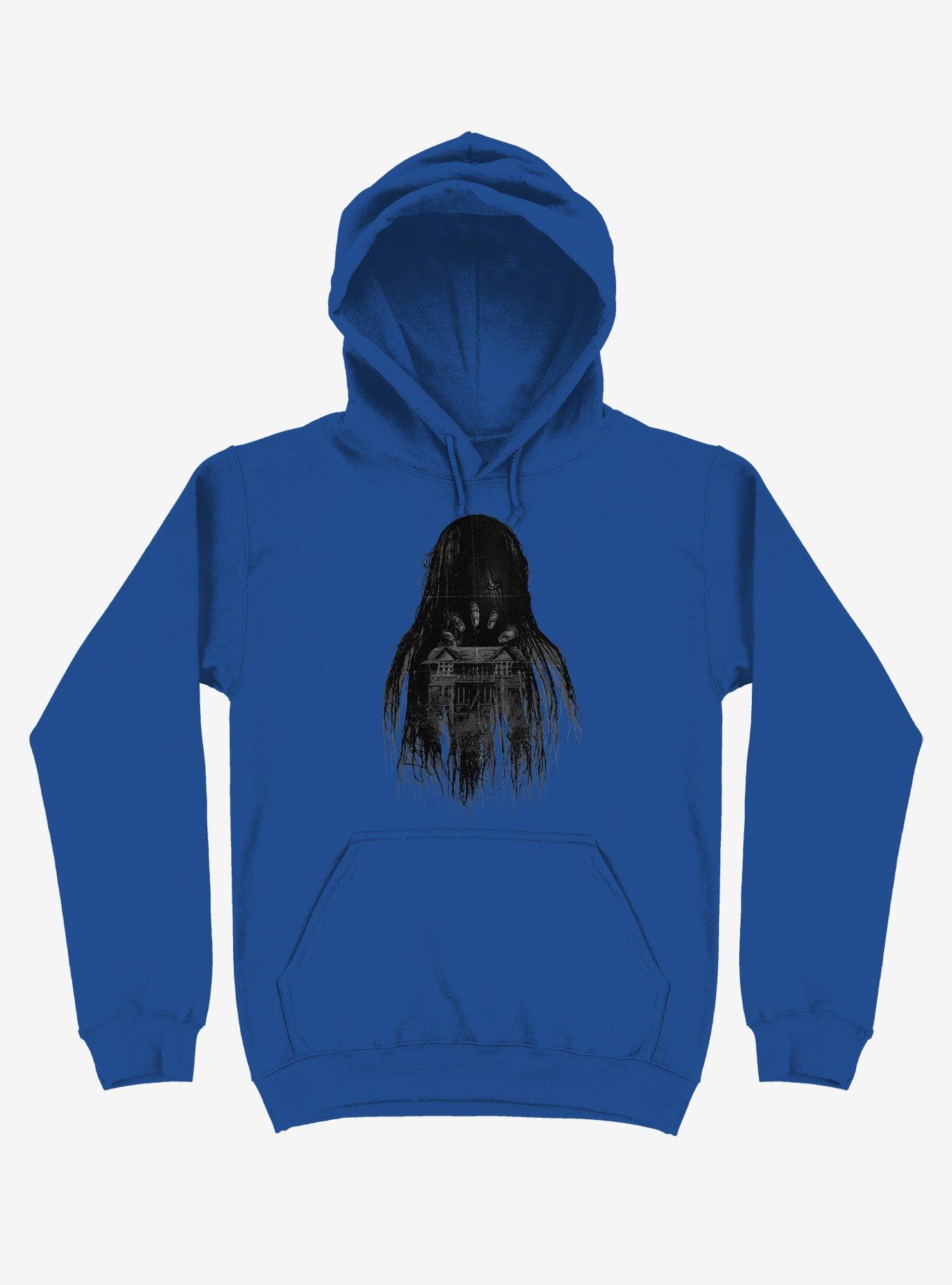 Long Horror Haunted House Hair Royal Blue Hoodie, , hi-res