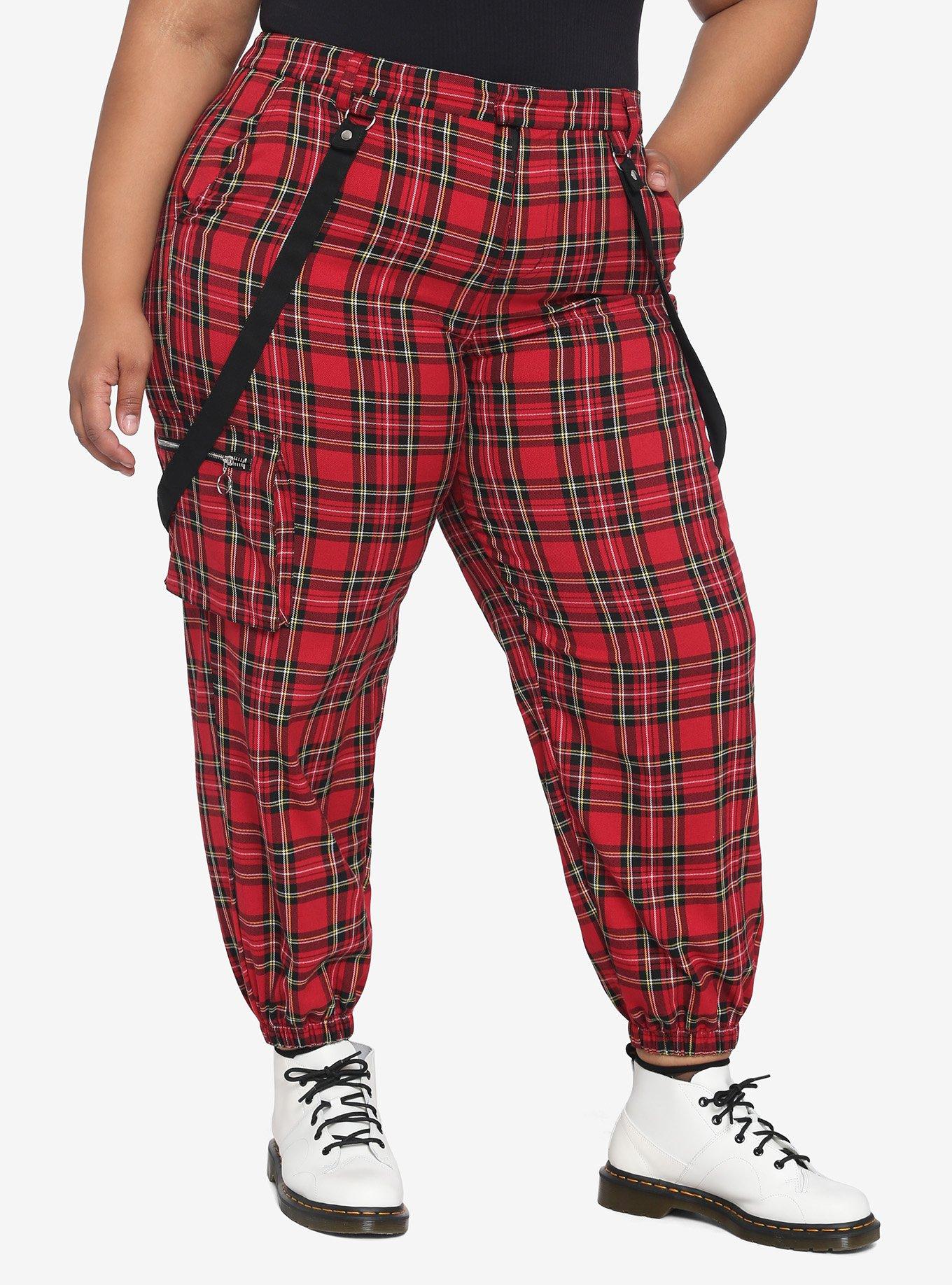 Black and 2024 red plaid joggers