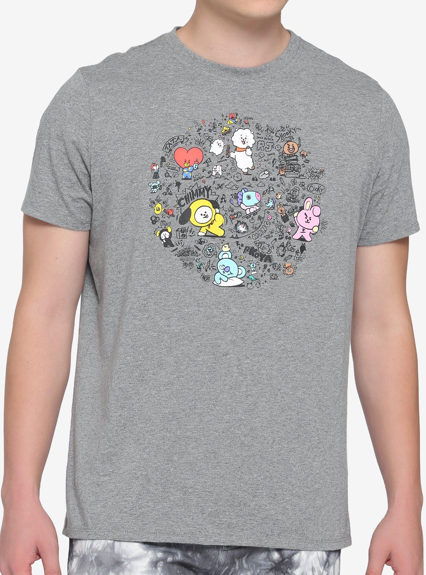 BT21 Character Circle T-Shirt, GREY, hi-res