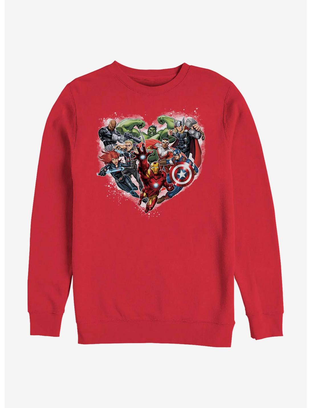 Marvel Avengers Avenger Heart Crew Sweatshirt, RED, hi-res