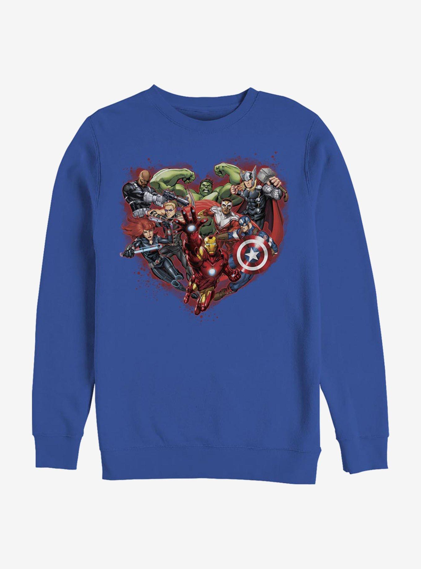 Marvel Avengers Avenger Heart Crew Sweatshirt, ROYAL, hi-res