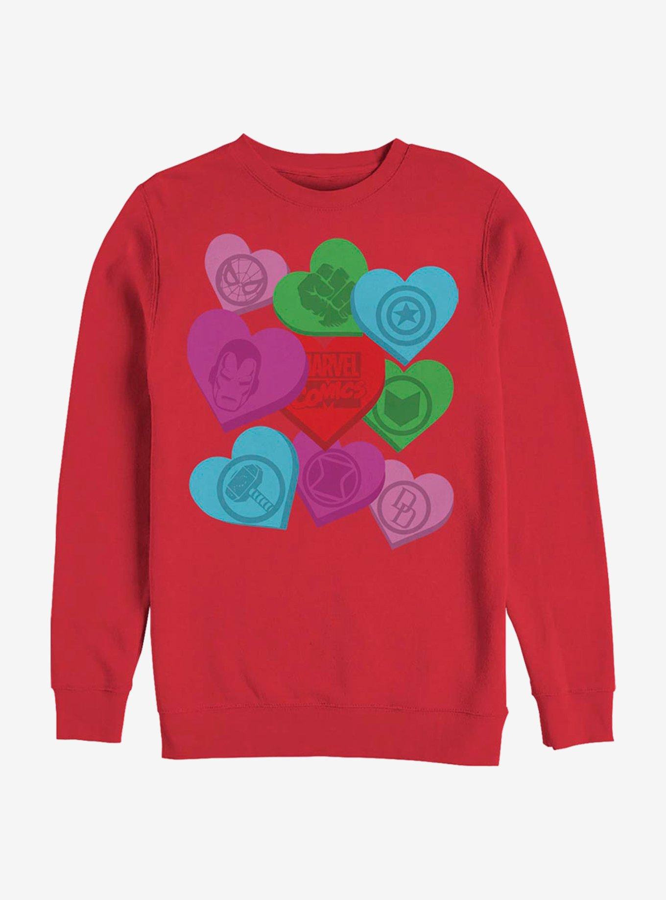 Marvel Avengers Candy Hearts Crew Sweatshirt, , hi-res
