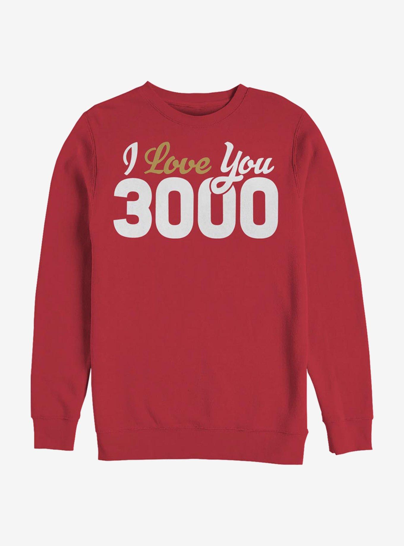 Marvel Avengers I Love You 3000 Loves Crew Sweatshirt, RED, hi-res