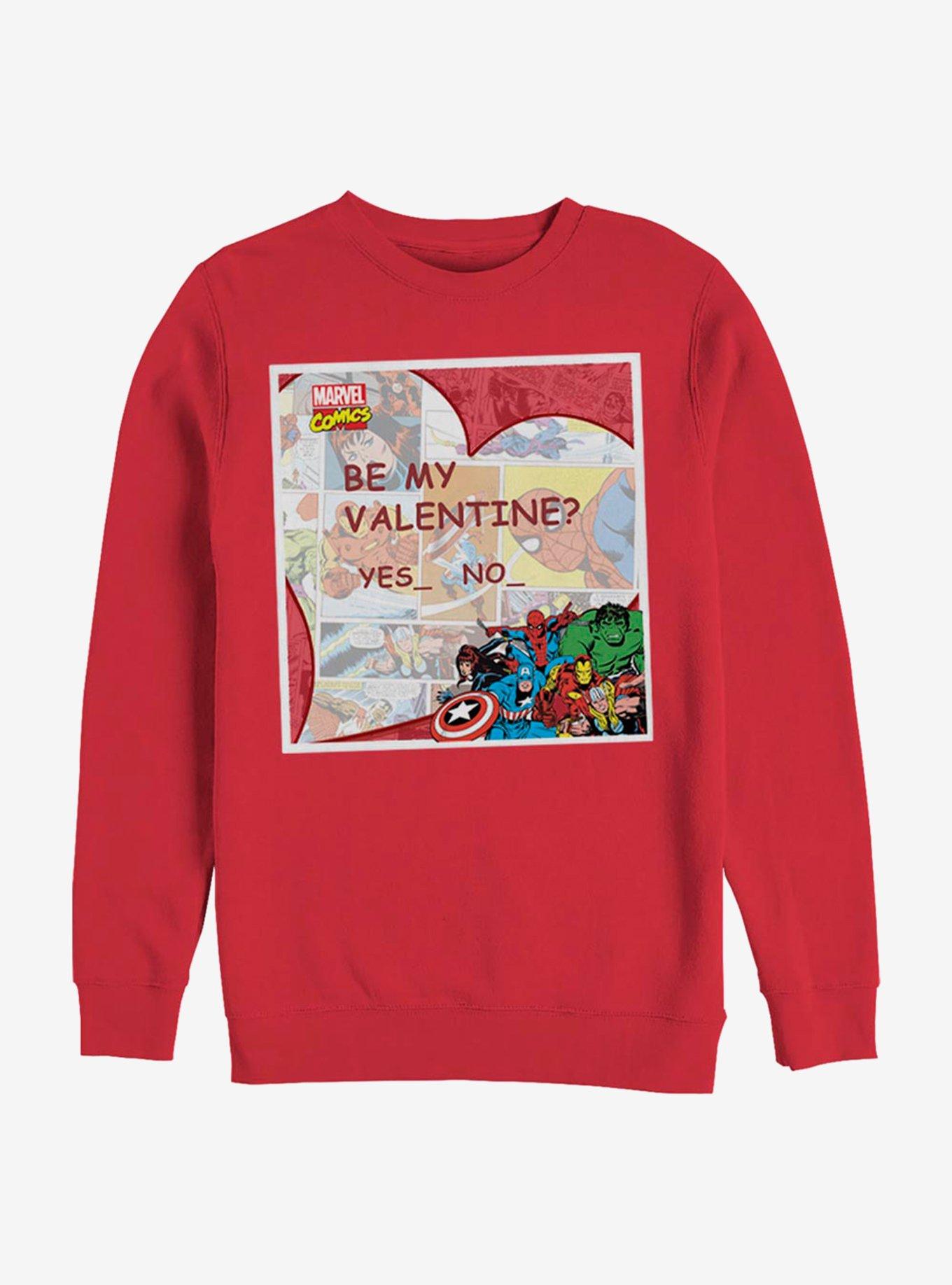 Marvel Avengers Marvel Valentine Crew Sweatshirt, RED, hi-res