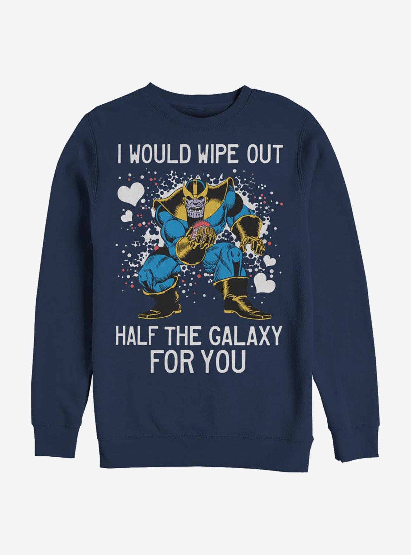 Marvel Avengers Thanos Wipe Galaxy Out Crew Sweatshirt, NAVY, hi-res