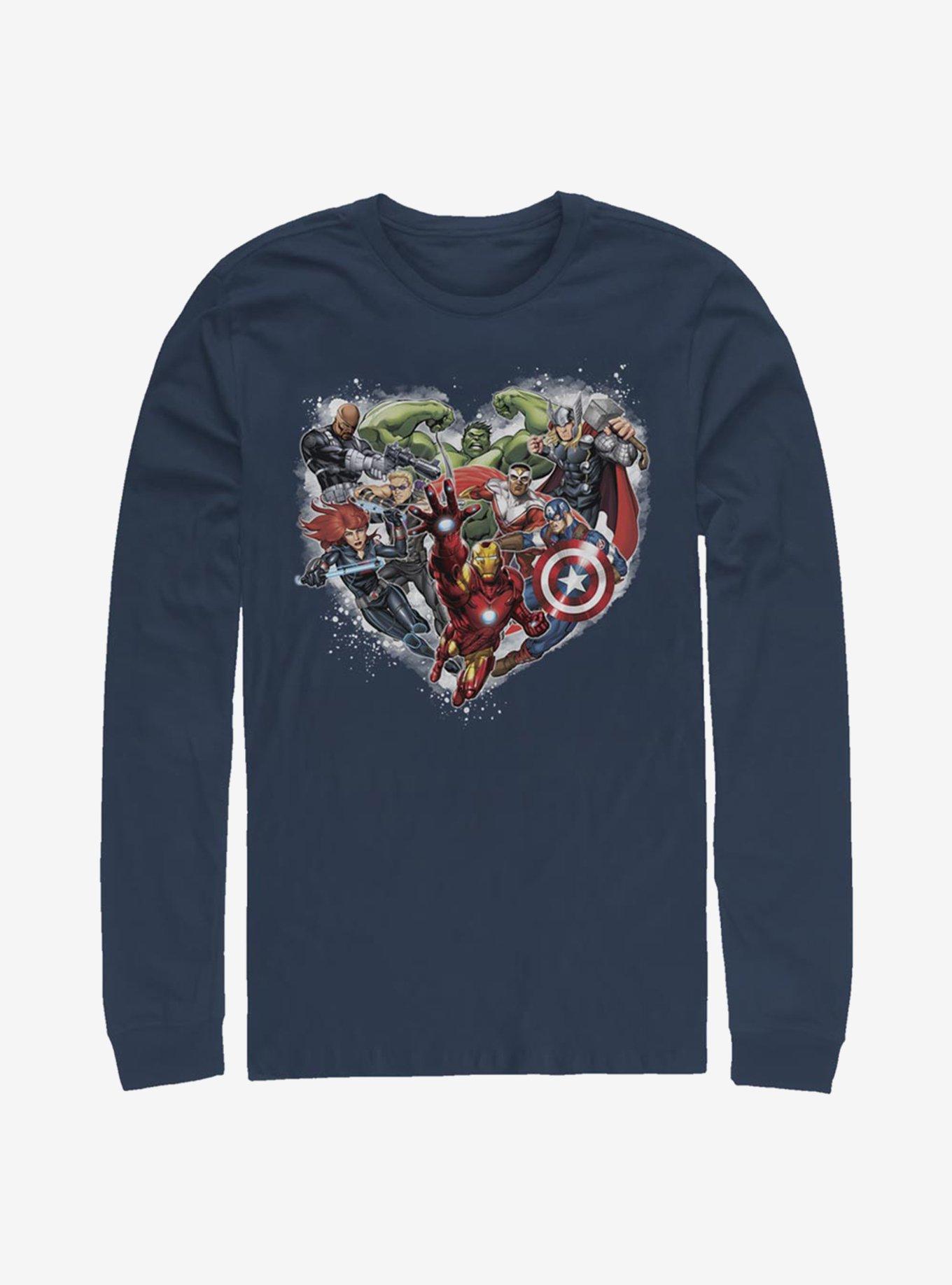 Marvel Avengers Avenger Heart Long-Sleeve T-Shirt, NAVY, hi-res