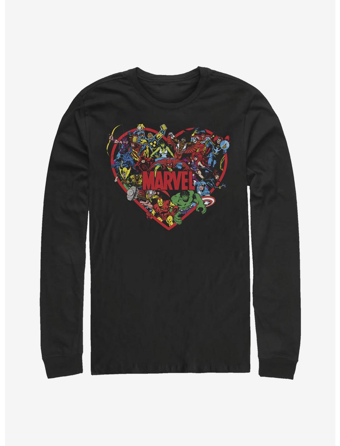 Marvel Avengers Marvel Hero Heart Long-Sleeve T-Shirt, BLACK, hi-res