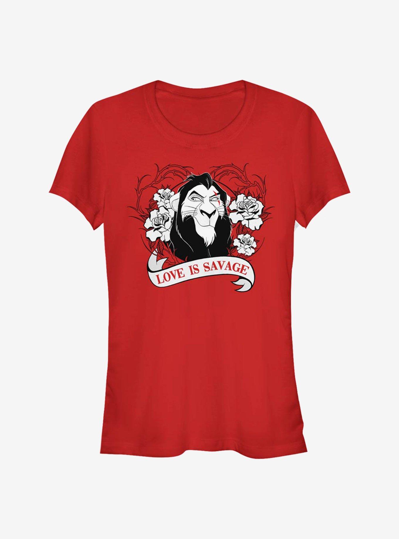 Disney The Lion King Love Is Savage Girls T-Shirt, RED, hi-res