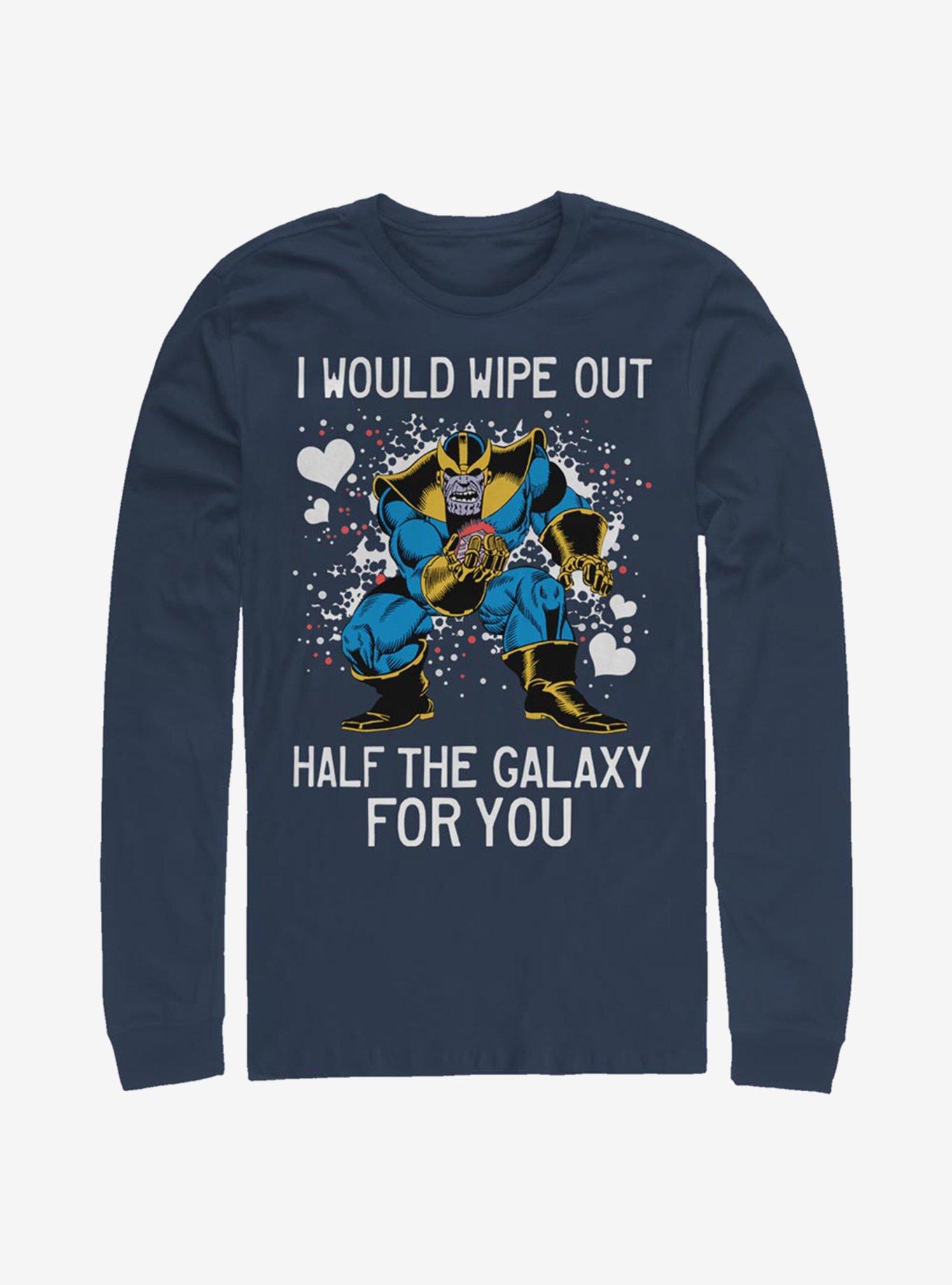 Marvel Avengers Thanos Wipe Galaxy Out Long-Sleeve T-Shirt, NAVY, hi-res