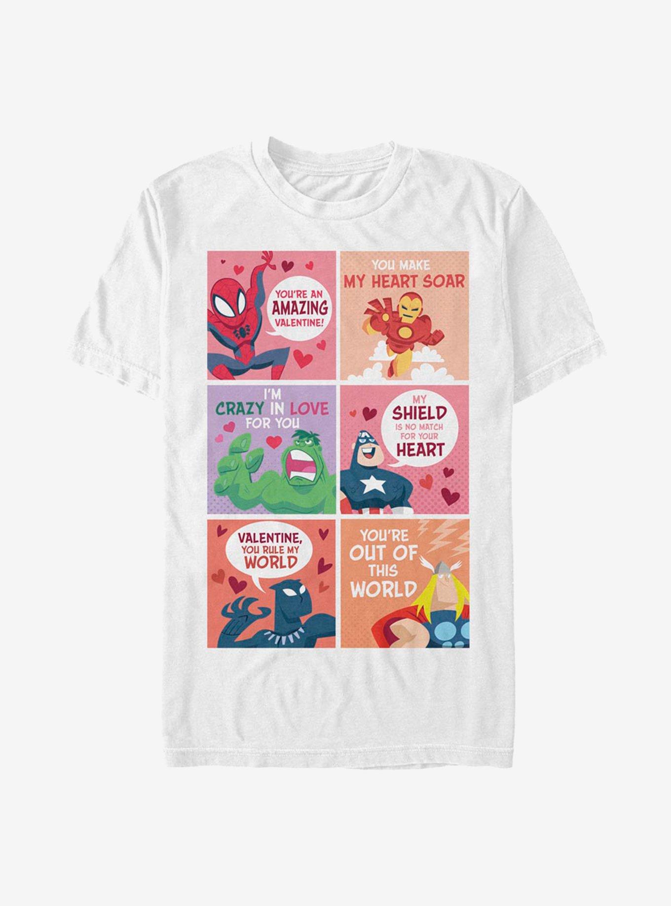 Marvel Avengers Valentine Comic T-Shirt, WHITE, hi-res