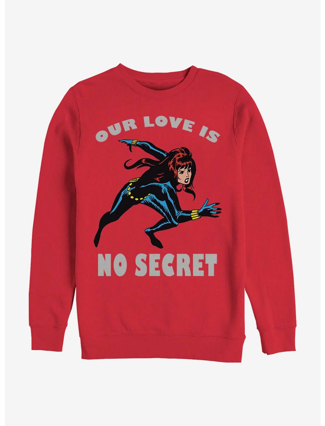 Marvel Black Widow No Secret Love Crew Sweatshirt, RED, hi-res