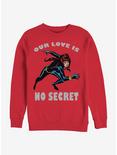 Marvel Black Widow No Secret Love Crew Sweatshirt, RED, hi-res