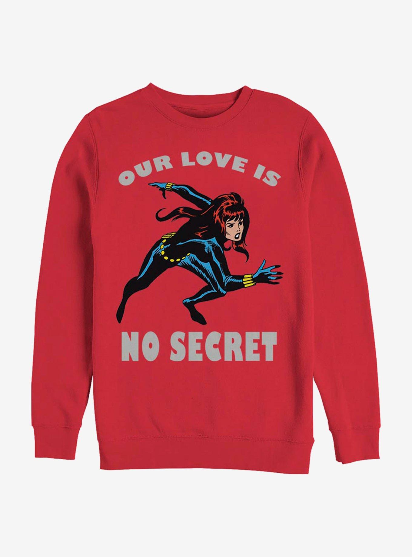 Marvel Black Widow No Secret Love Crew Sweatshirt, RED, hi-res