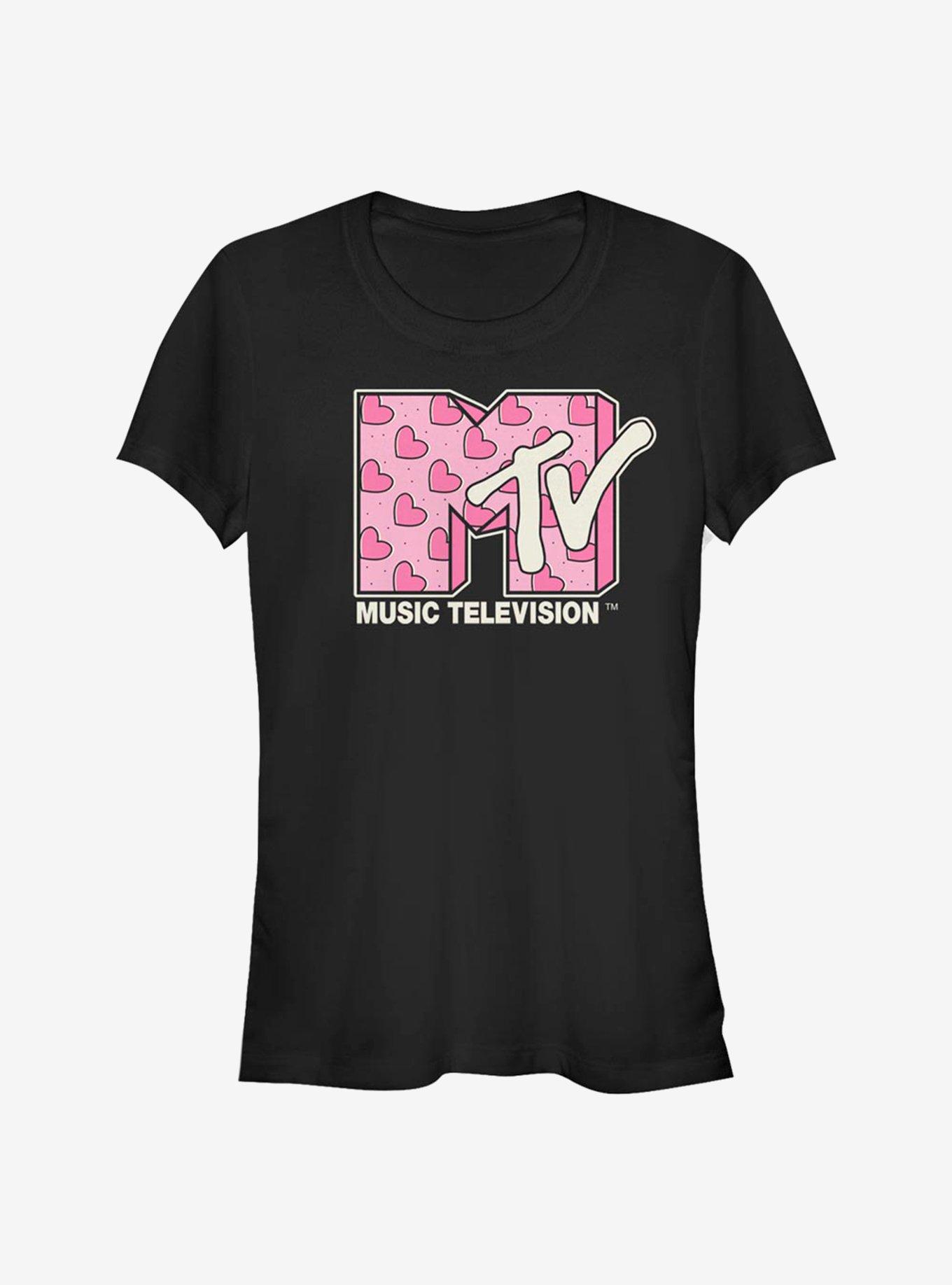 MTV Heart Diagonal Girls T-Shirt, BLACK, hi-res