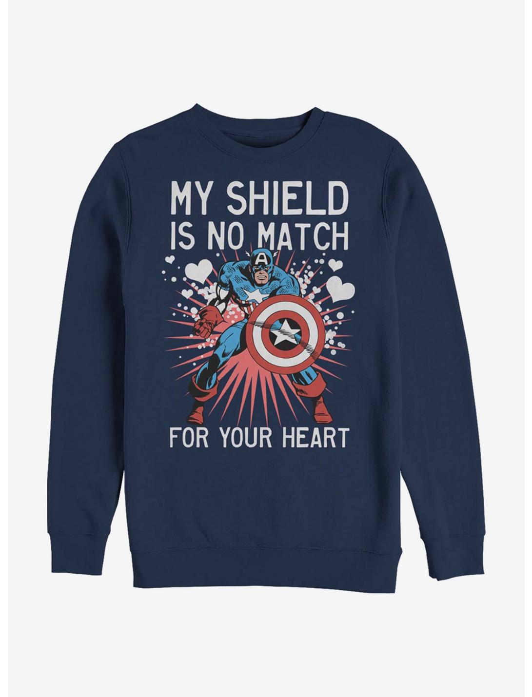 Marvel Captain America Heart Shield Crew Sweatshirt, NAVY, hi-res