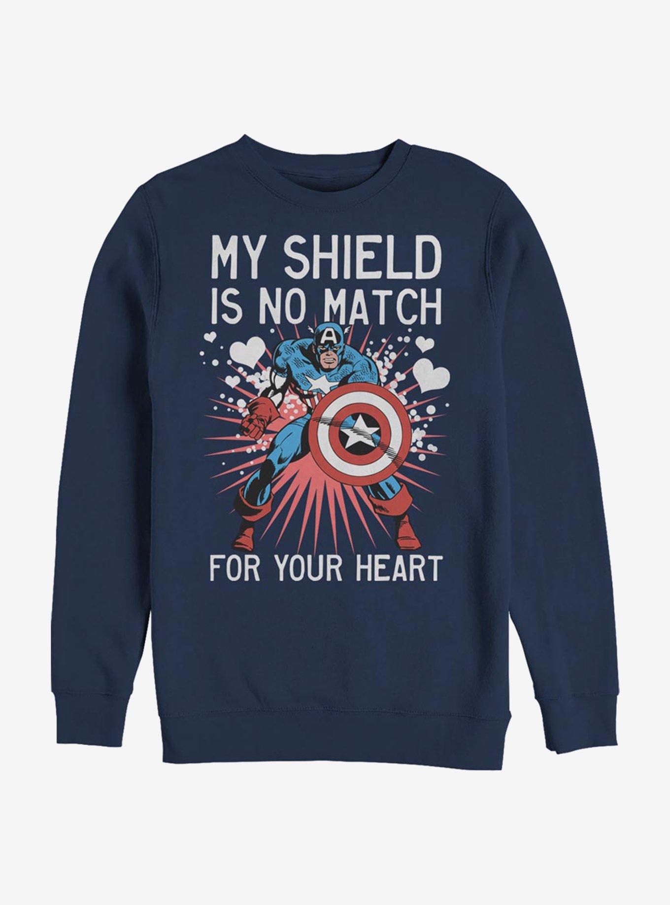 Marvel Captain America Heart Shield Crew Sweatshirt, NAVY, hi-res