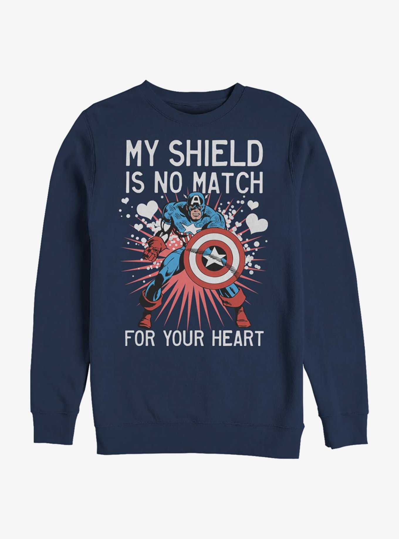 Marvel Captain America Heart Shield Crew Sweatshirt, , hi-res