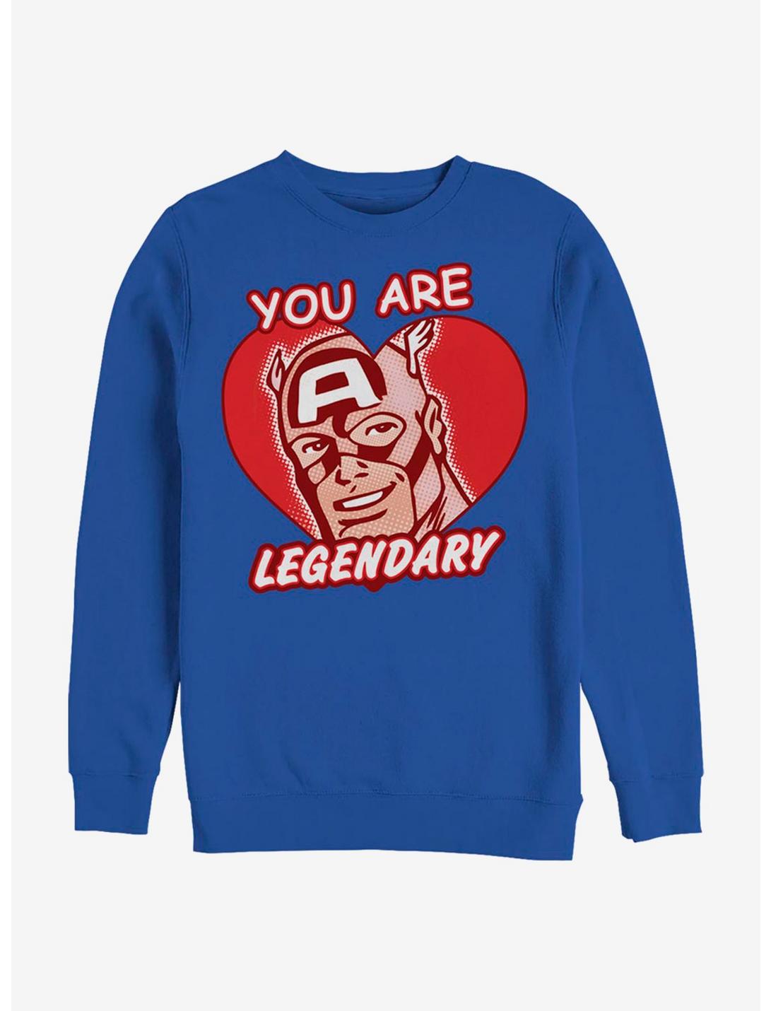 Marvel Captain America Legendary Heart Crew Sweatshirt, ROYAL, hi-res