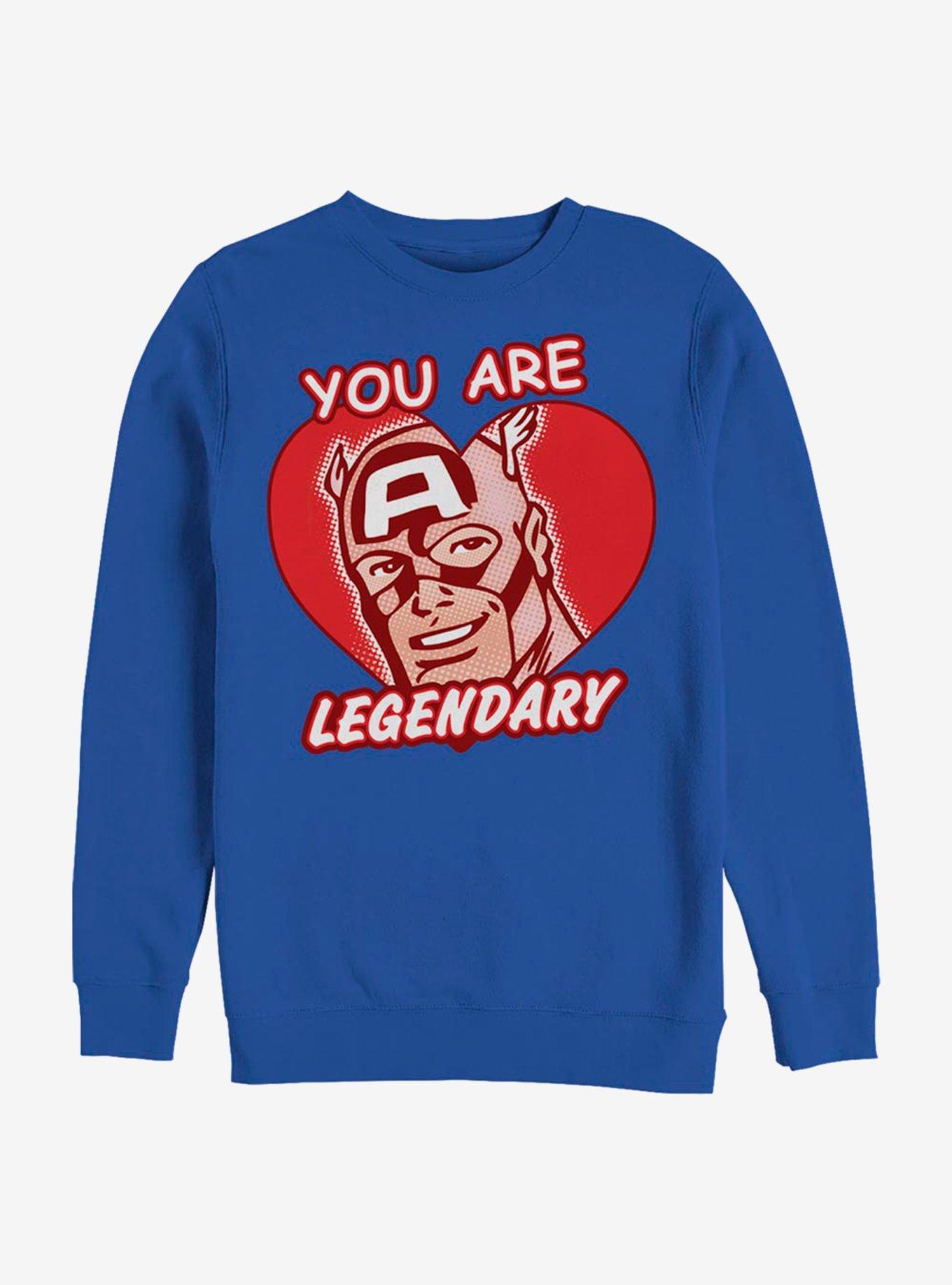 Marvel Captain America Legendary Heart Crew Sweatshirt, ROYAL, hi-res