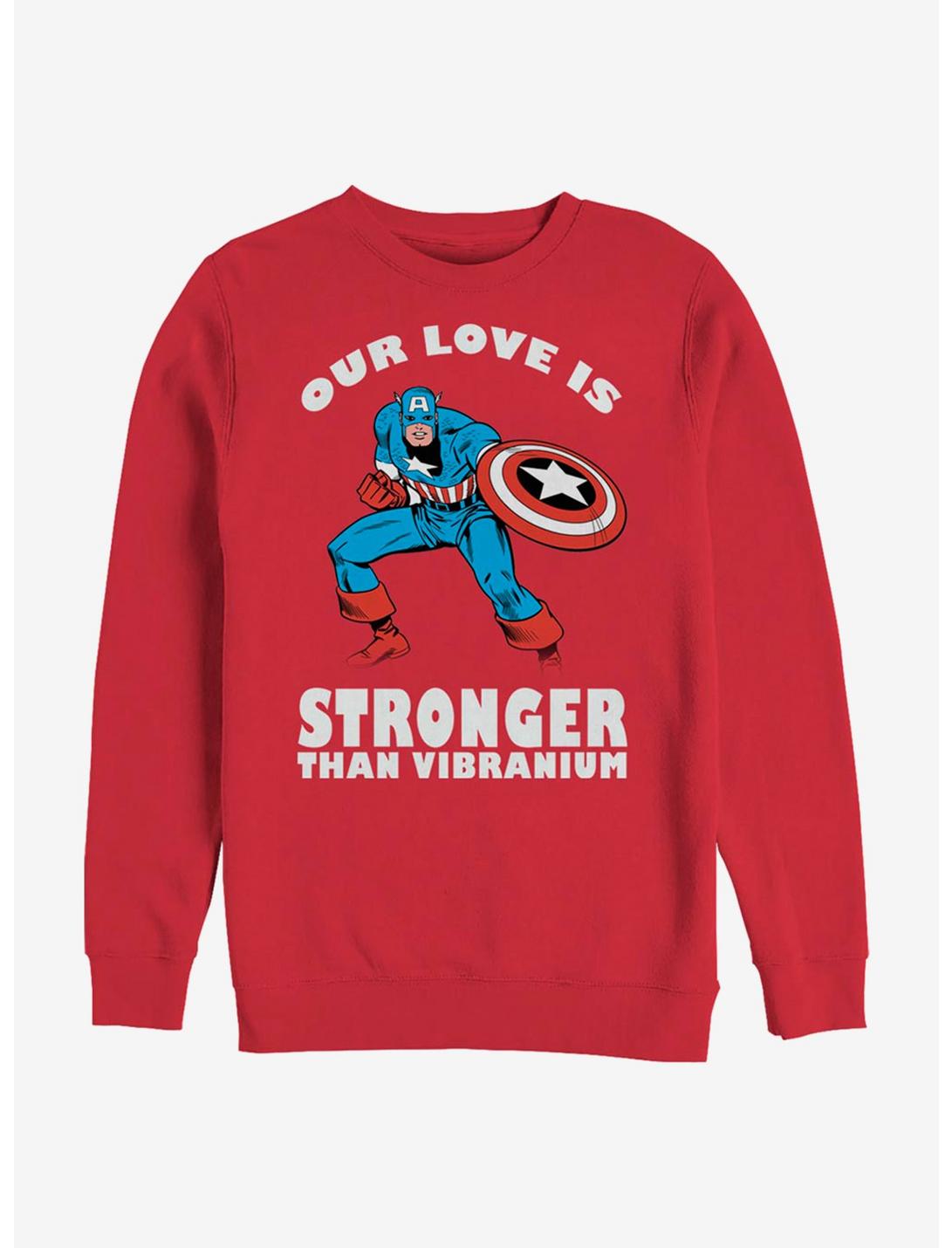 Marvel Captain America Strong Love Crew Sweatshirt, RED, hi-res