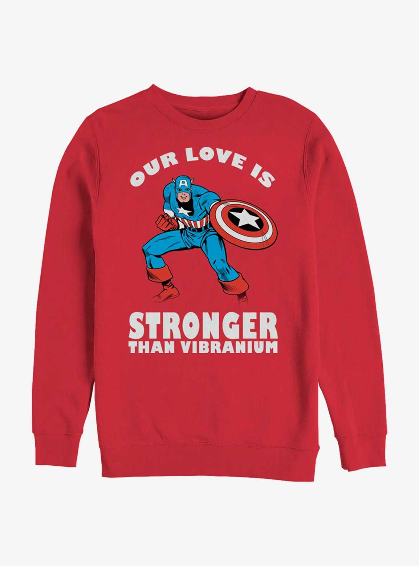 Marvel Captain America Strong Love Crew Sweatshirt RED Hot Topic