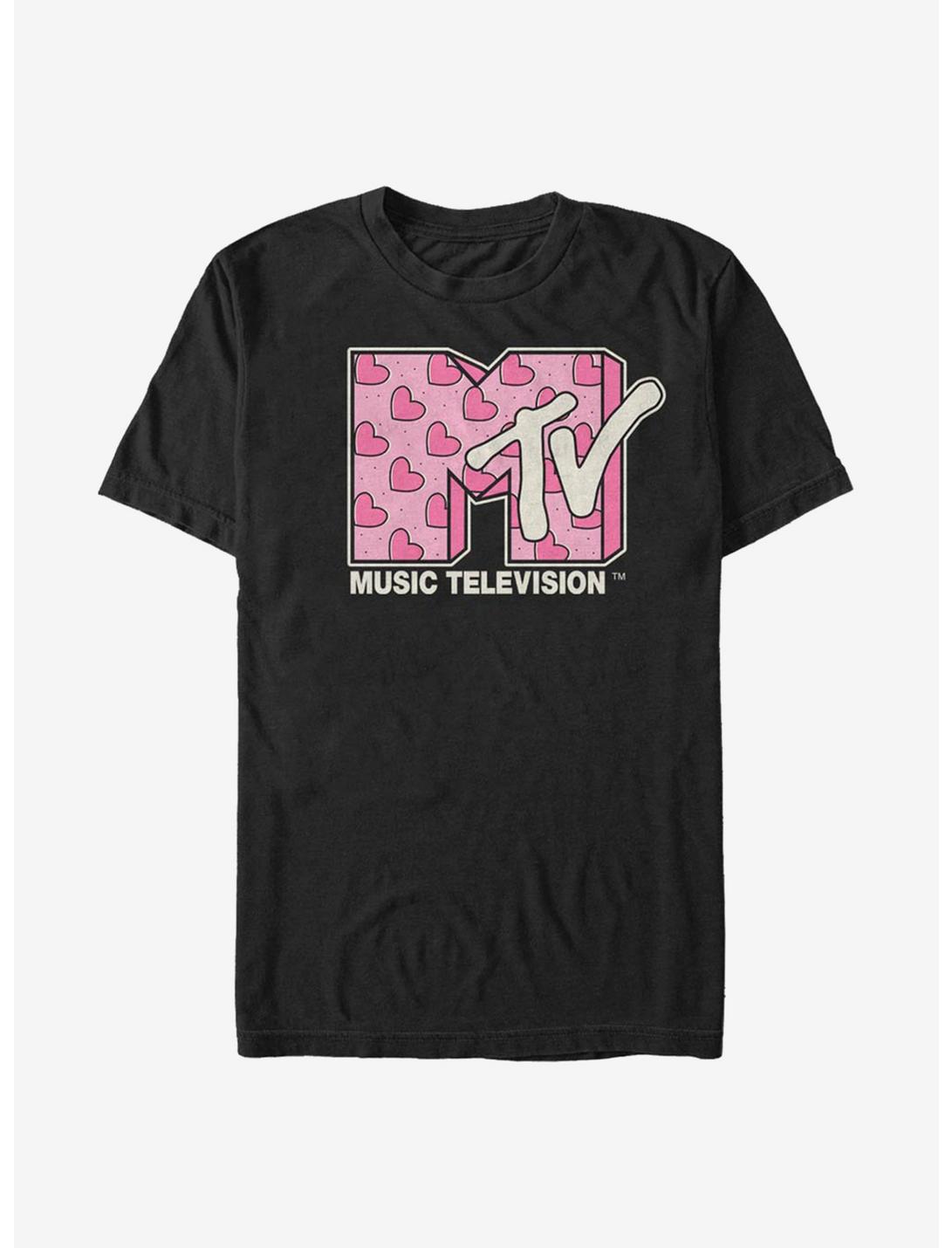 MTV Heart Diagonal T-Shirt, BLACK, hi-res