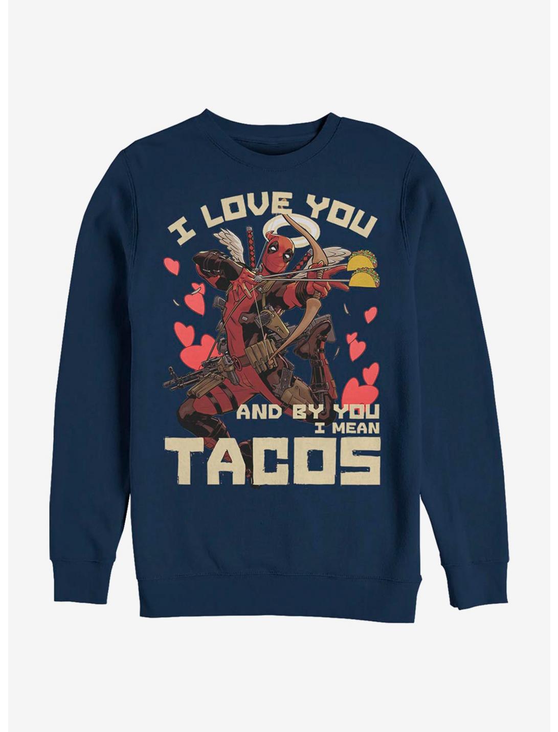 Marvel Deadpool Taco Love Crew Sweatshirt, NAVY, hi-res