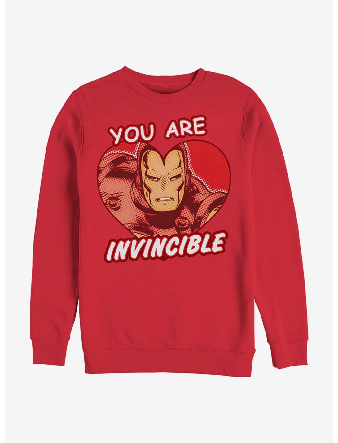 Marvel Iron Man Invincible Heart Crew Sweatshirt, RED, hi-res