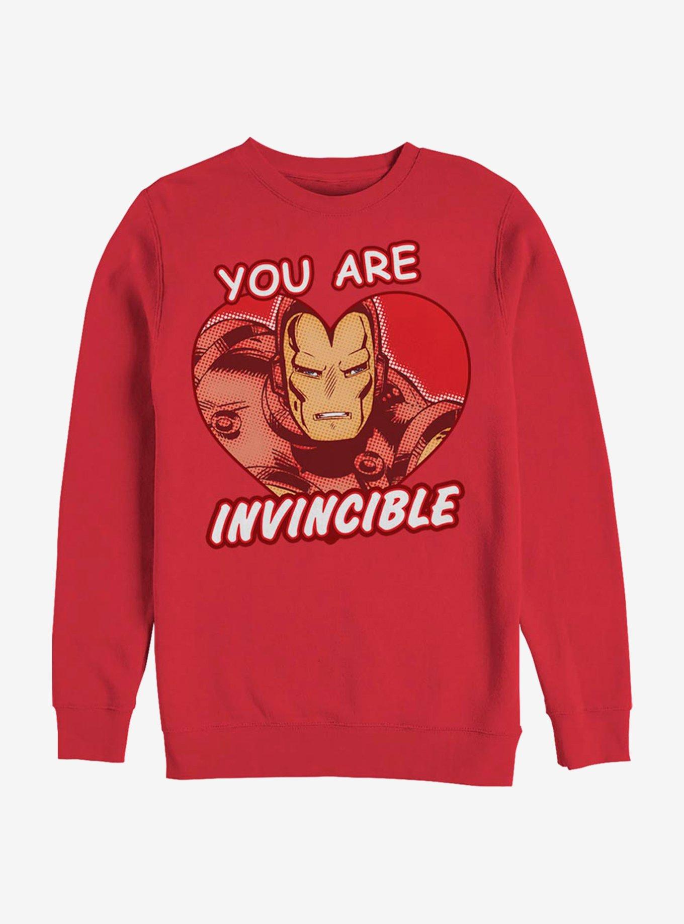 Marvel Iron Man Invincible Heart Crew Sweatshirt, RED, hi-res