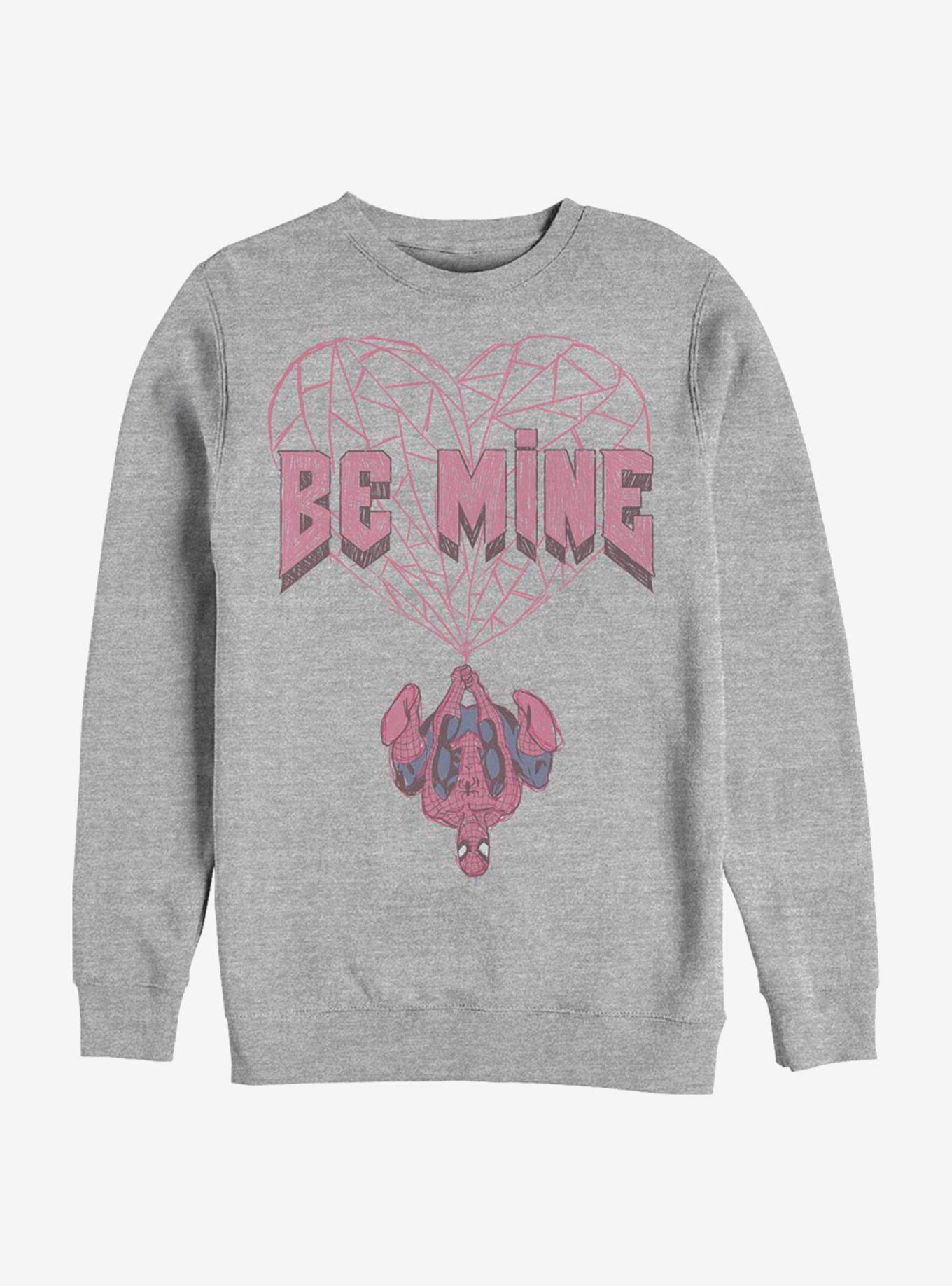 Marvel Spider-Man Be Mine Crew Sweatshirt, ATH HTR, hi-res