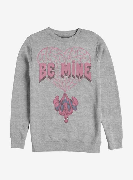 Marvel Spider-Man Be Mine Crew Sweatshirt - GREY | Hot Topic