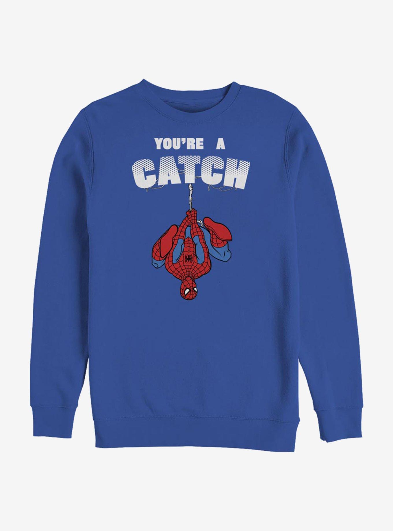 Marvel Spider-Man Catch Love Crew Sweatshirt, ROYAL, hi-res
