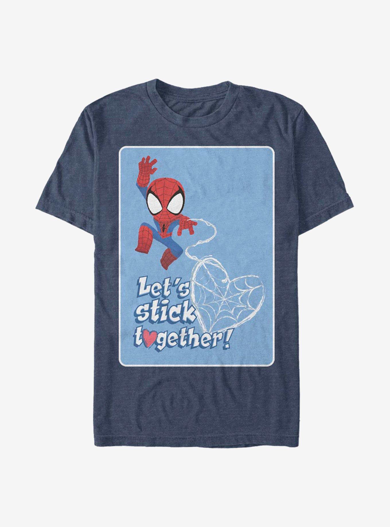 Marvel Spider-Man Stick Together T-Shirt, NAVY HTR, hi-res