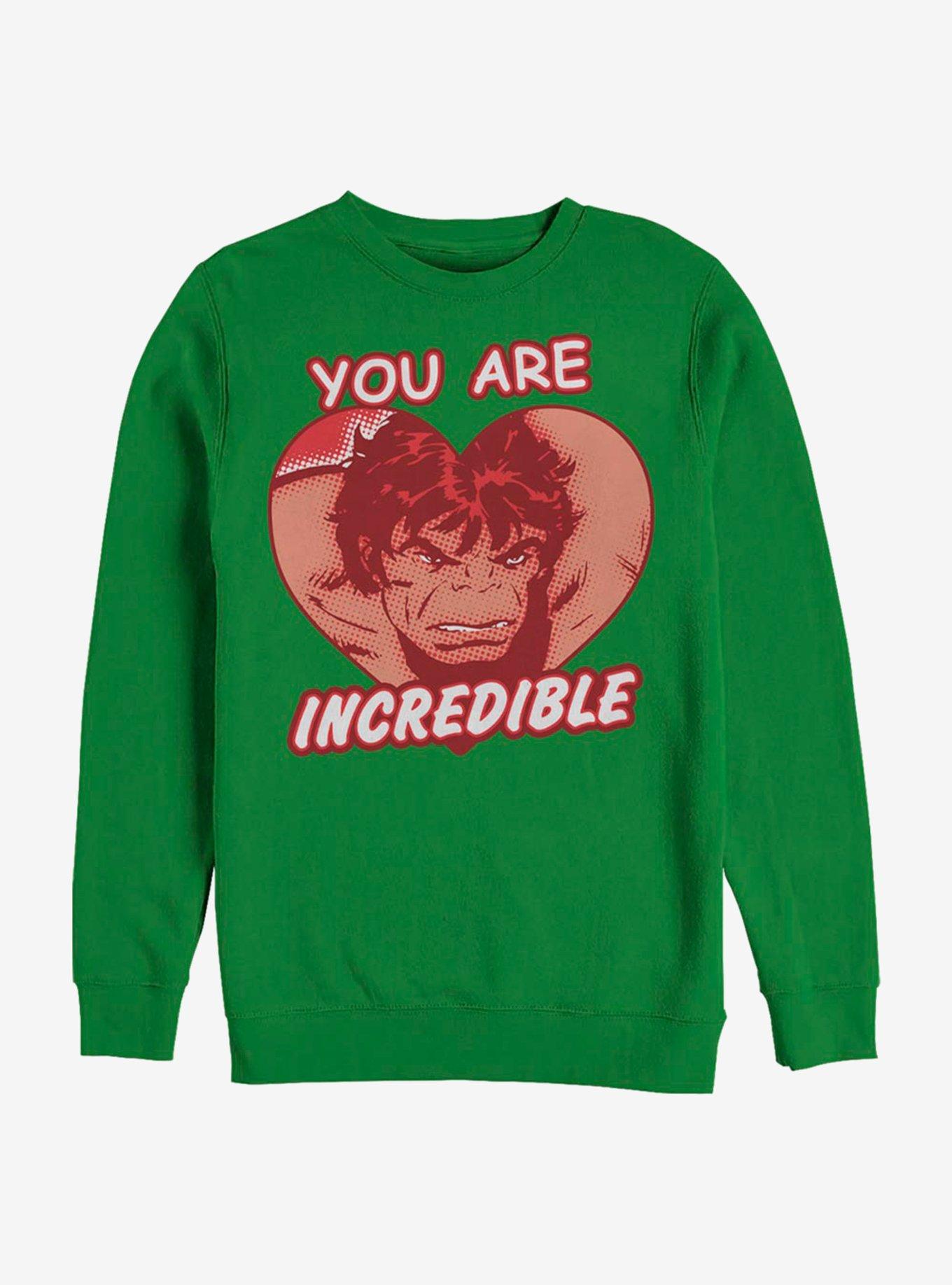 Marvel The Hulk Incredible Heart Crew Sweatshirt, , hi-res