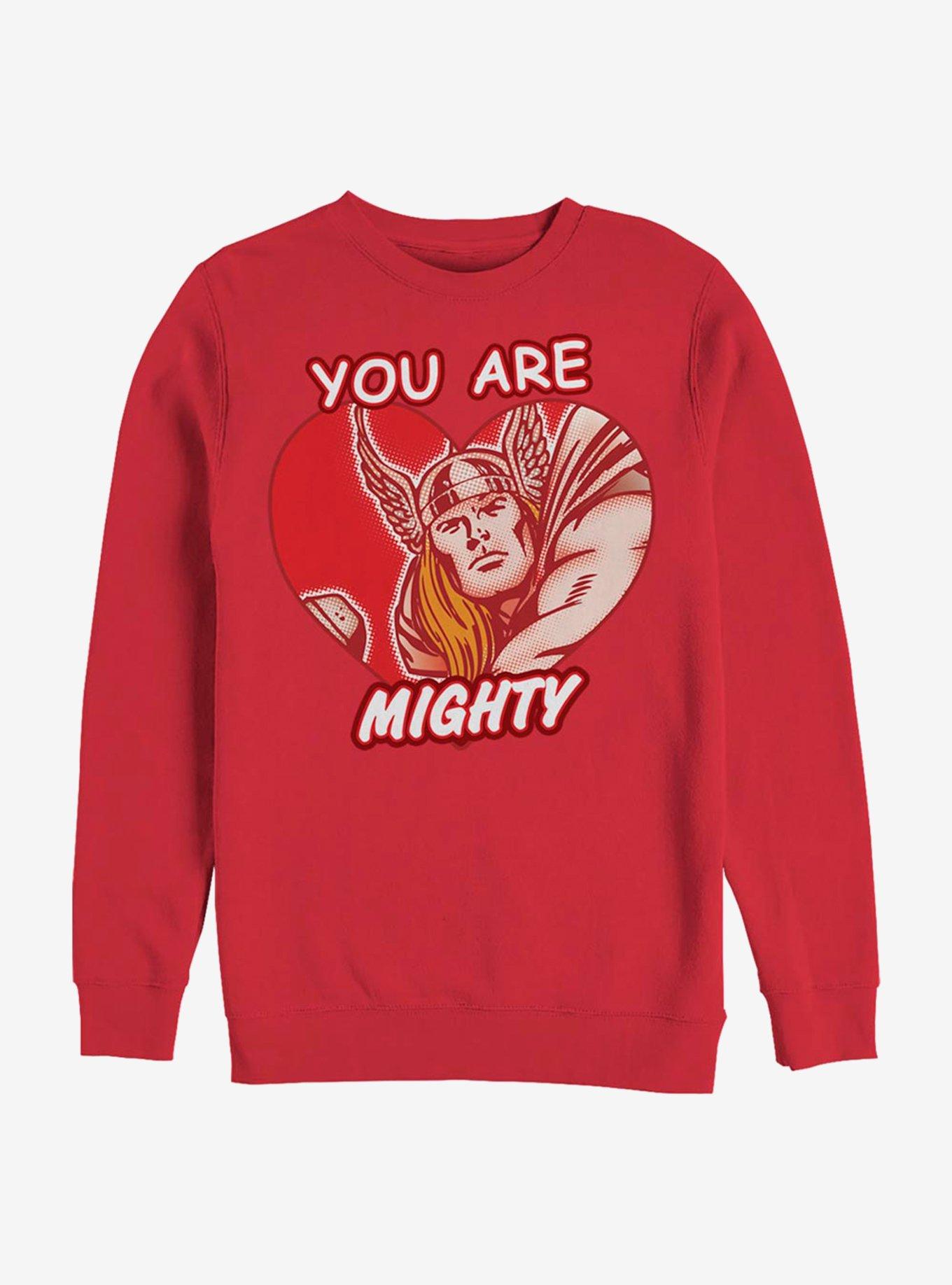 Marvel Thor Mighty Heart Crew Sweatshirt, RED, hi-res