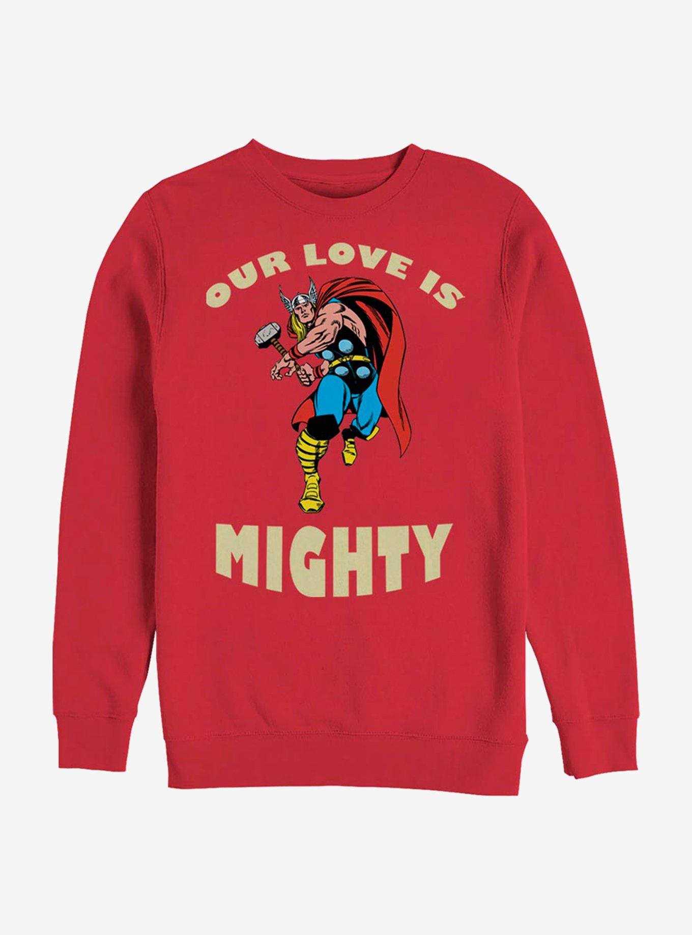 Marvel Thor Mighty Love Crew Sweatshirt, RED, hi-res