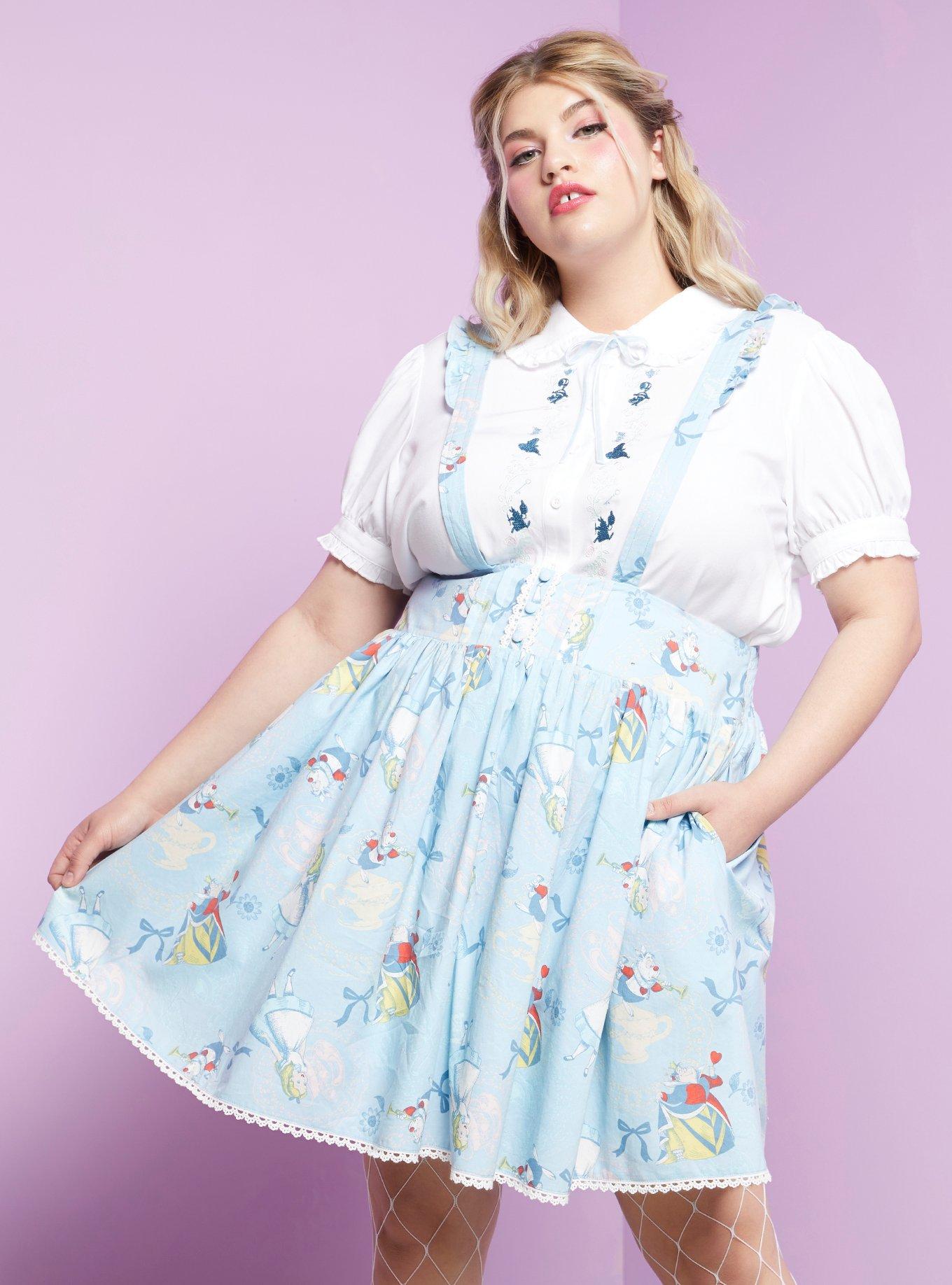 Disney Alice In Wonderland Frilly Suspender Skirt Plus Size, MULTI, hi-res