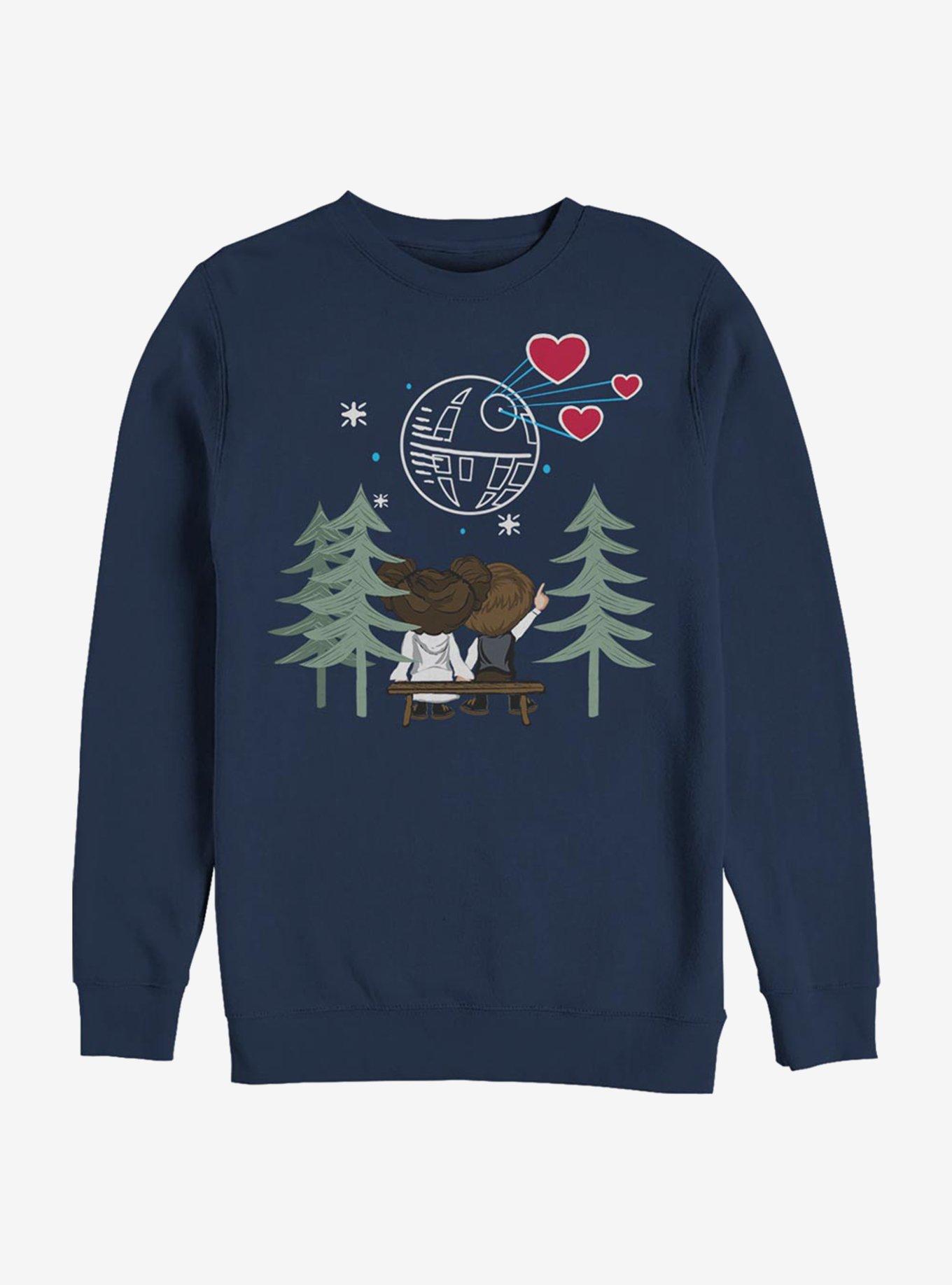 Star Wars Valentine Han And Leia Crew Sweatshirt, NAVY, hi-res